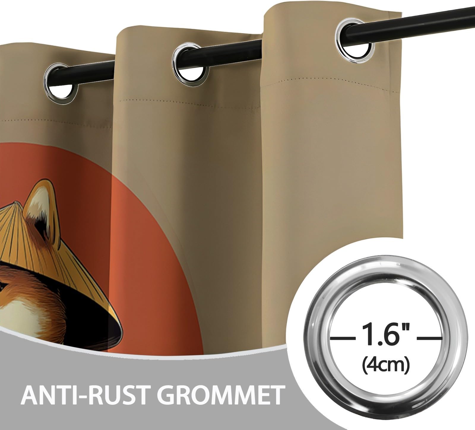 Generisch Kunst Tiere Krieger 2er Set Verdunkelungsvorhänge mit Ösen, Anime Cartoon Blickdicht Thermo Isoliert Vorhänge für Wohnzimmer & Schlafzimmer, HxB 166 x 75 cm