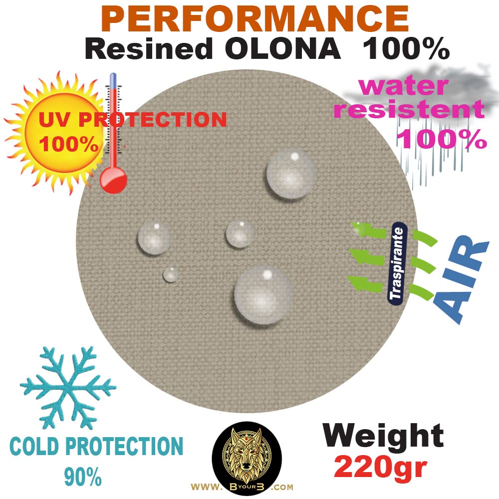 Byour3 – wasserdichte Outdoor Vorhäng Wetterfest mit Metallringen Anti-Schimmel Verdunkelungs Seitenvorhänge Markise für Balkon Pavillon Terrasse Sonnenschutz (Beige, B. 200 x 290 L)