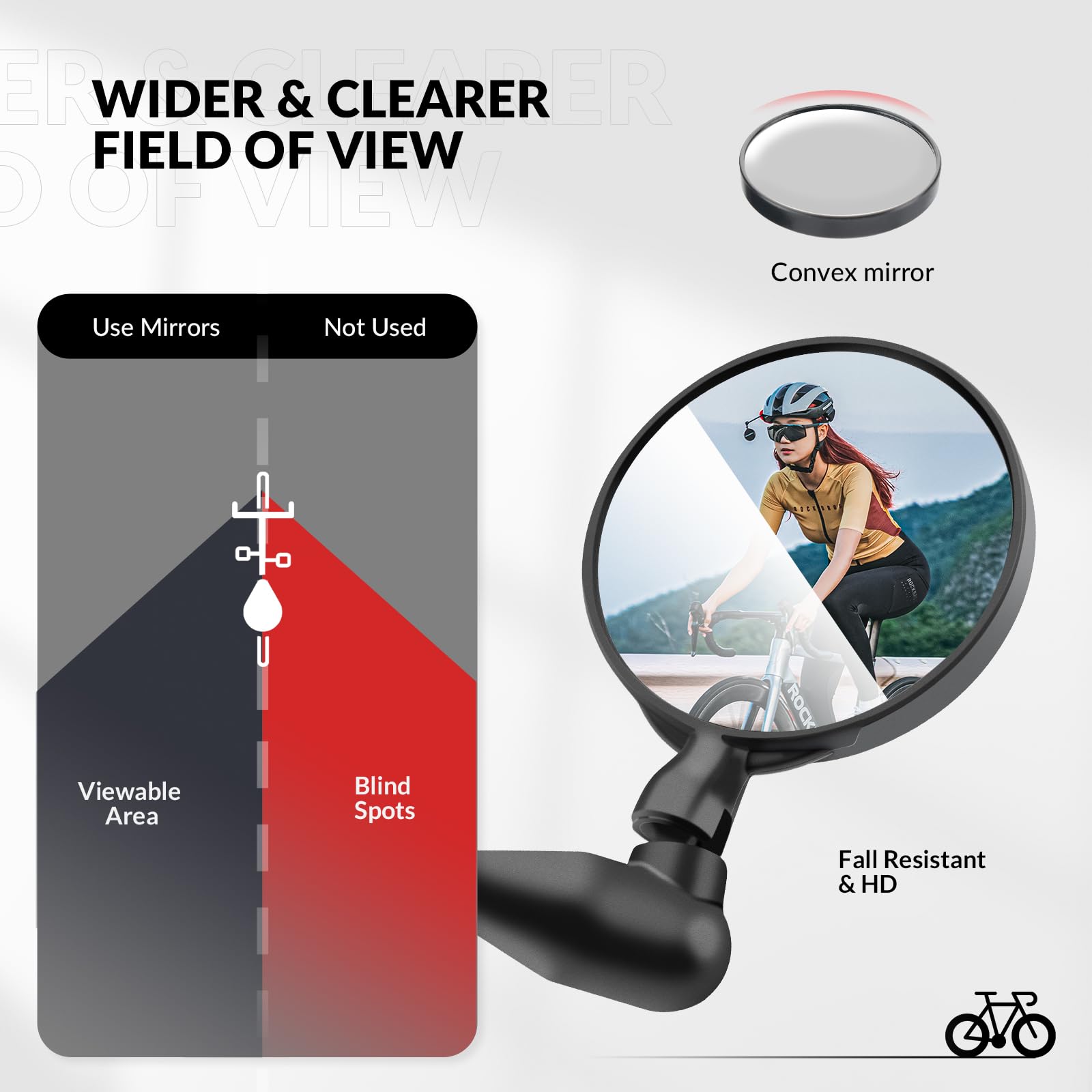 Rétroviseur De Casque Vélo ROCKBROS – Rotation 360°, Miroir Acrylique HD, Barre Alu 29 Cm – Poids 36 G, Universel Gauche/droite