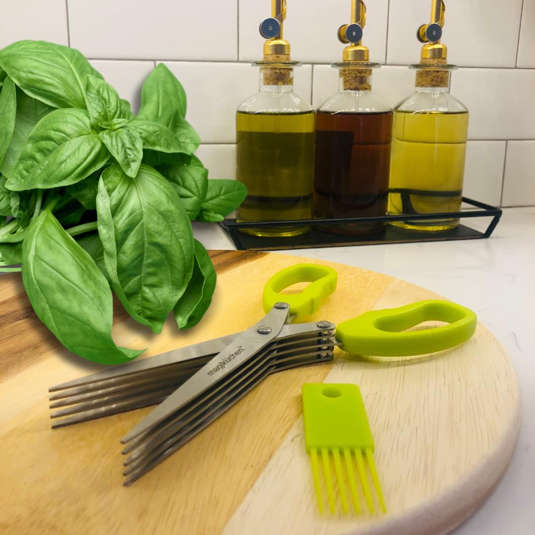 Magiküchen Multi Blade Herb Shears | Soft Touch Handle | 10 Blade Precision Design | Slip-Free | Dishwasher Safe