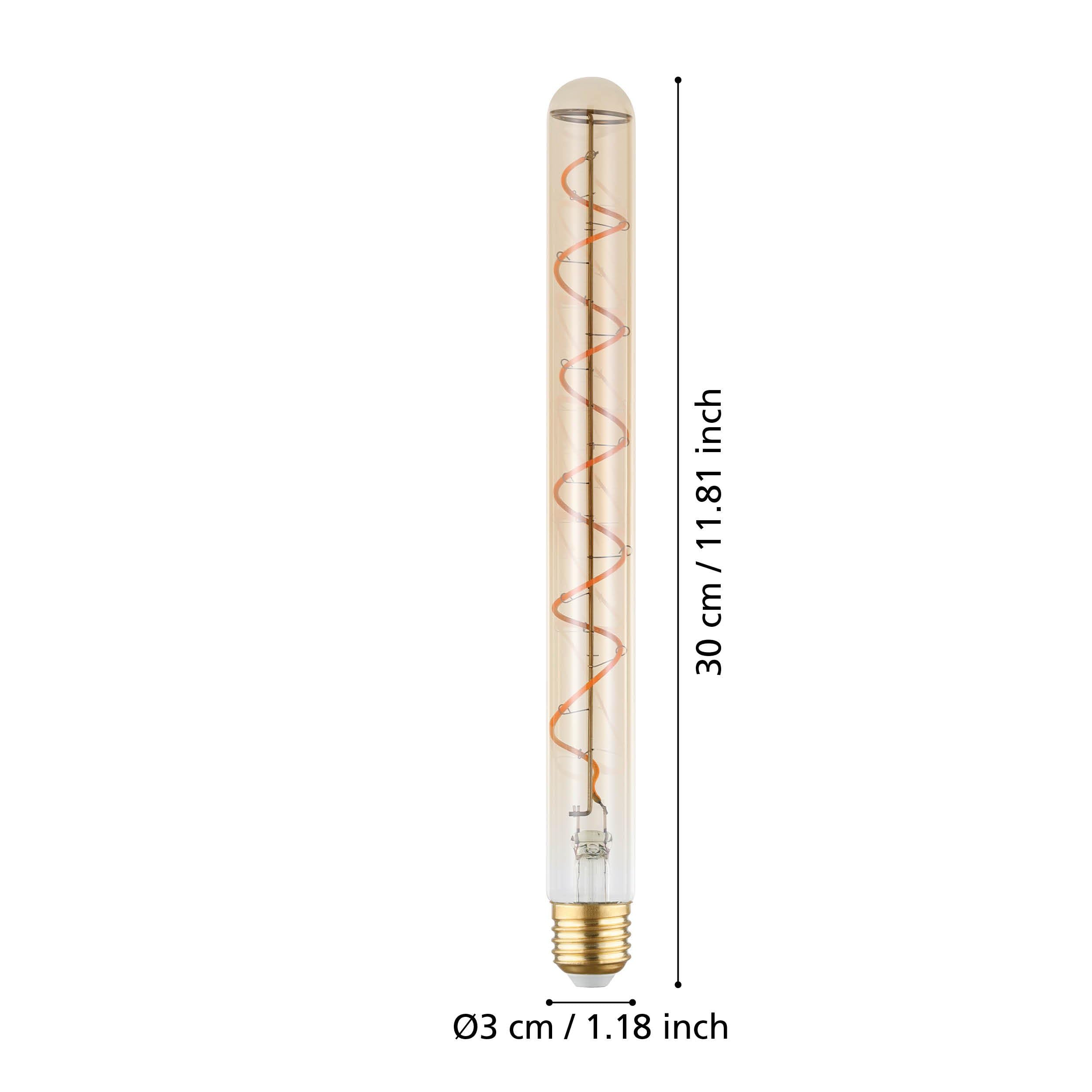 EGLO Żarówka LED E27 z możliwością ściemniania, spiralna, w kształcie pręta, dekoracyjna, stylu vintage, 4 (odpowiada 18 W), 180 lumenów, ciepła biel, 1600 K, Edisona Retro T30, Ø 3 cm