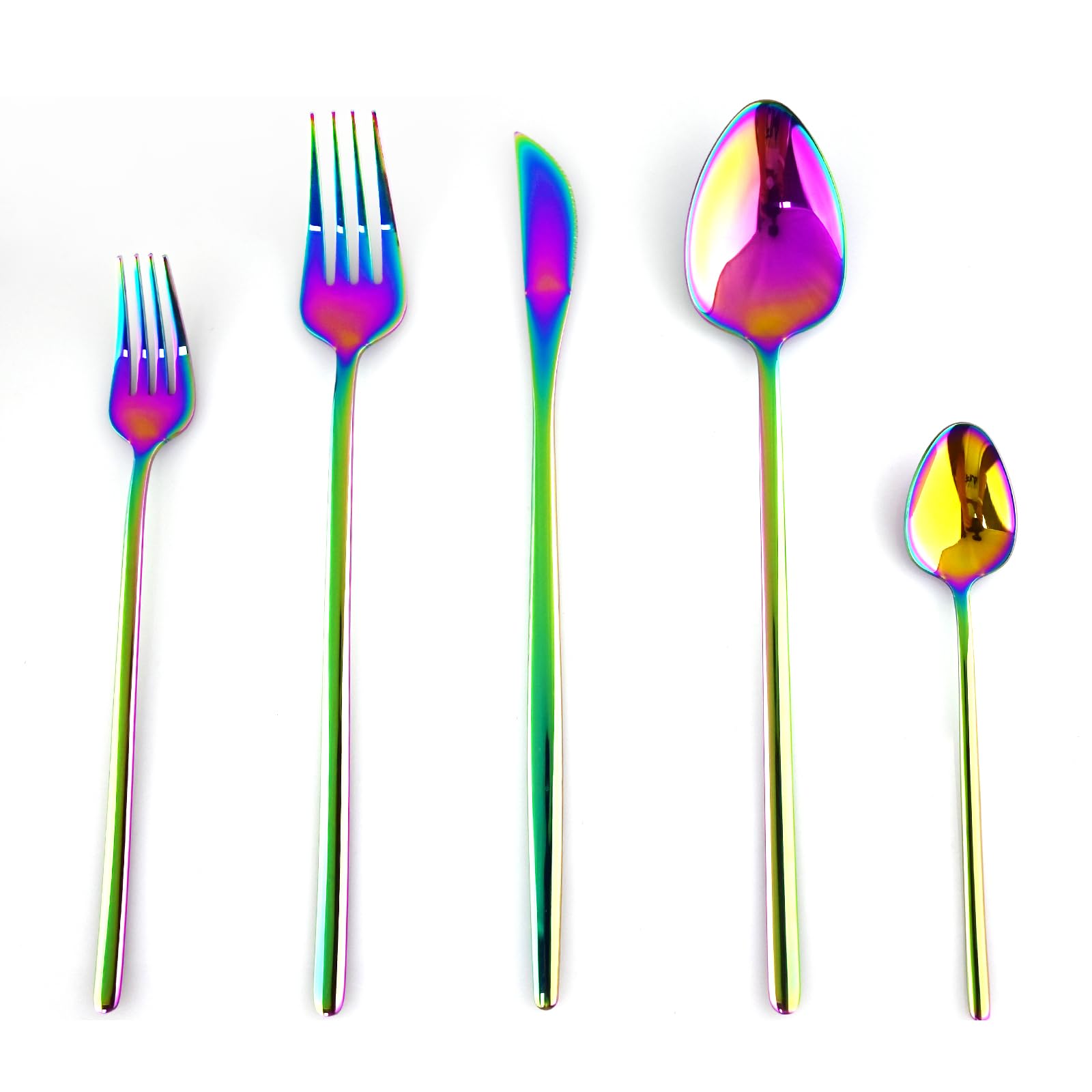 Gugrida Silverware Set, 30-Piece 304 Stainless Steel Flatware Set Copper Cutlery Set Service For 6, Mirror Finish, Dishwasher Safe, Nice［並行輸入品］ | Gugrida Gorgeous 30-Piece Rainbow Flatware Sets of