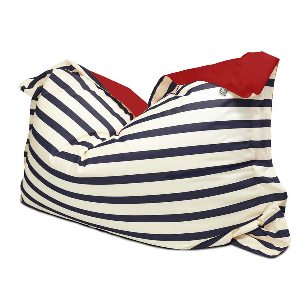rucomfy Beanbags Indoor Outdoor Nautical Stripe Giant Squashy Squarbie Bean Bag. Use as Cushion, Chair or Lounger. Water Resistant 170 x 130cm (Navy)