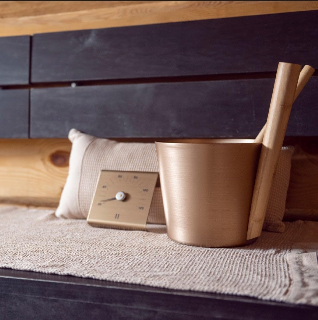 Seau de Sauna en Aluminium/Bambou écologique 5 Litre Champagne