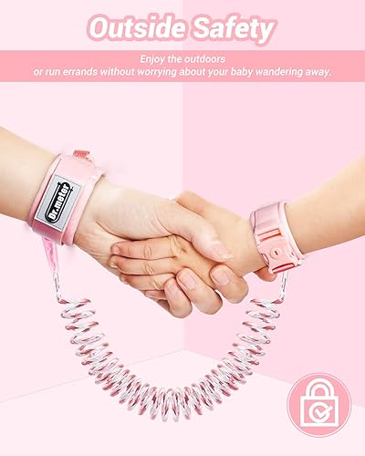 Miniatura 7 de Correa para niños pequeños, reflectante, antipérdida, con llave y cerradura, pulsera de seguridad de 8.2 pies, arnés para caminar para niños,