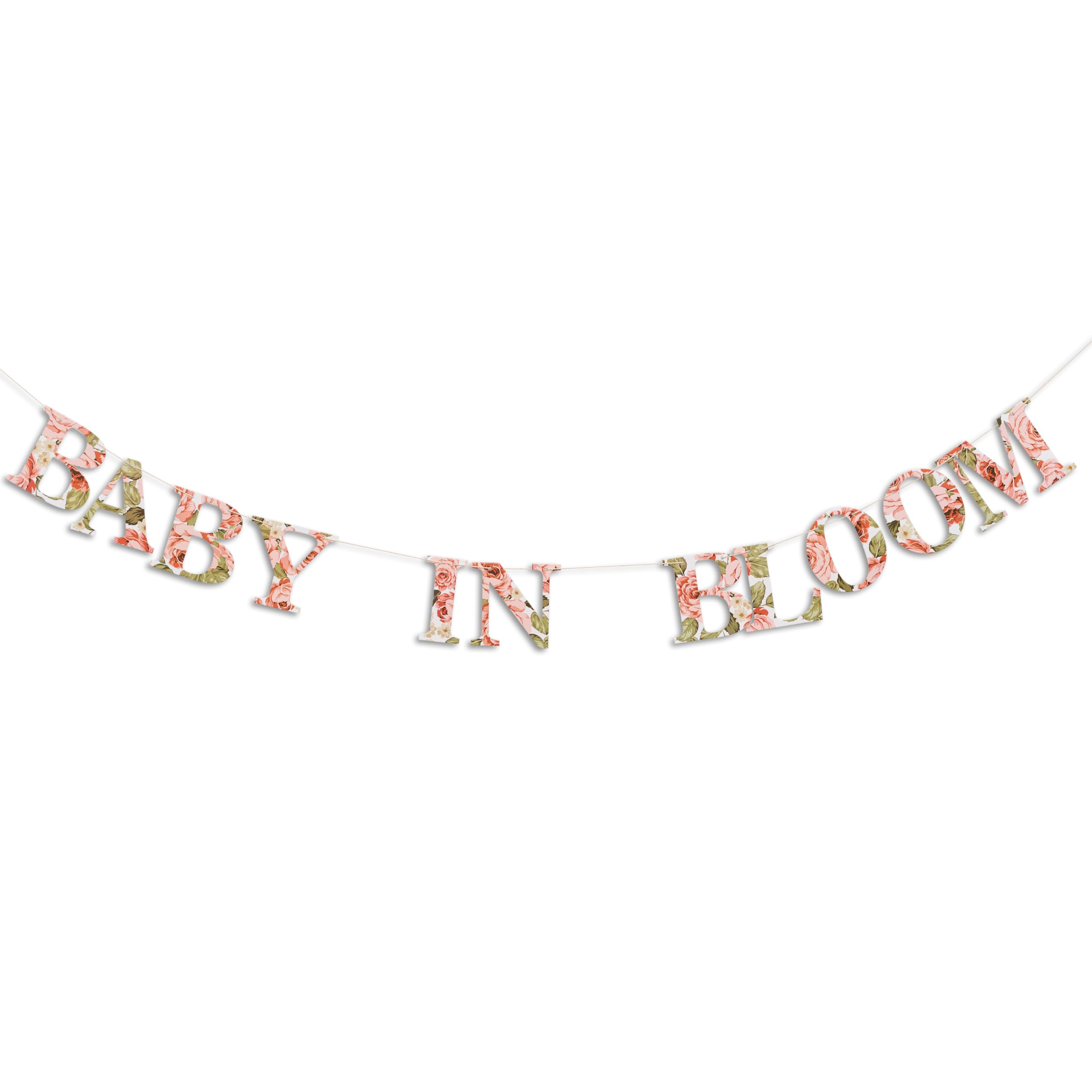ZAIBIANHAO Baby in Bloom Banner - Floral Baby Shower Decoration, Flower Hanging Banner Sign,Spring Garden Theme Party Garland(Baby in Bloom Flower)