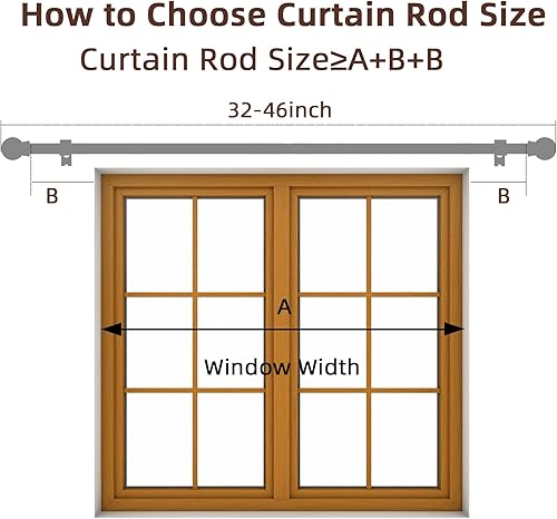 Miniatura 5 de Barras de cortina para ventana de 32 a 48 pulgadas, barras de cortina de empalme negras de 58 pulgadas, juego de cortineros de una sola ventana con