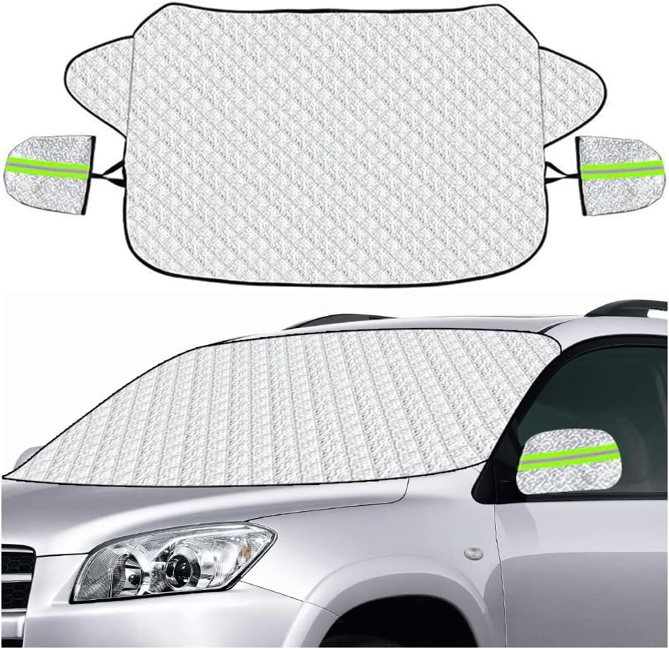 Azonee Windshield Cover for Ice and Snow, Car Windshield Frost Cover for Any Weather Water, Heat Sag-Proof Car Windshield Snow Coverwith Night Reflection Cld-Resistant Protection for SUV, Truck, Sedan