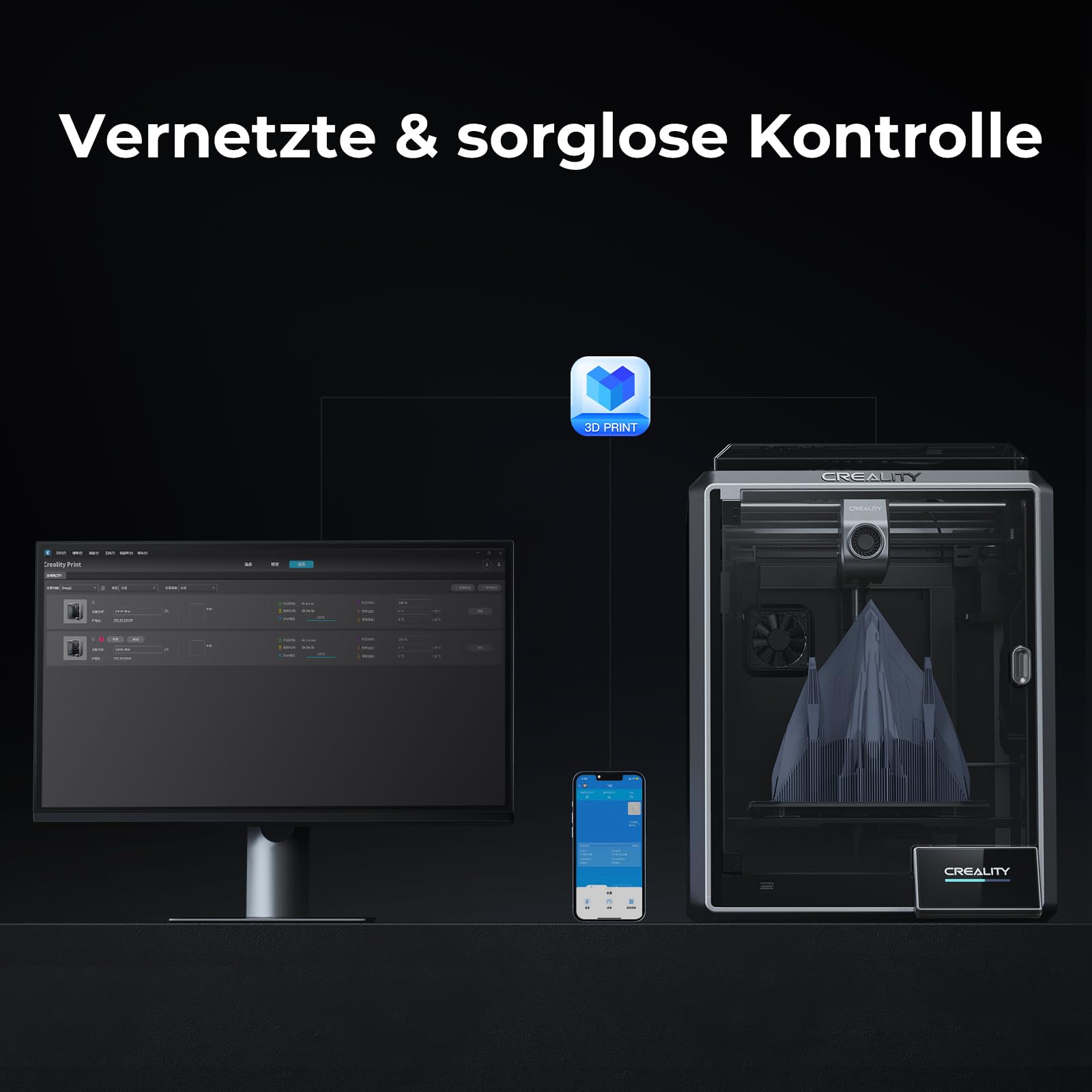 Creality K1 Stampante 3D 600 mm/s ad Alta Velocità, Nessun Intasamento degli Ugelli, fino a 300℃ di Stampa, Livellamento Automatico, Raffreddatore a Doppia Ventola, per Principianti, 220*220*250mm