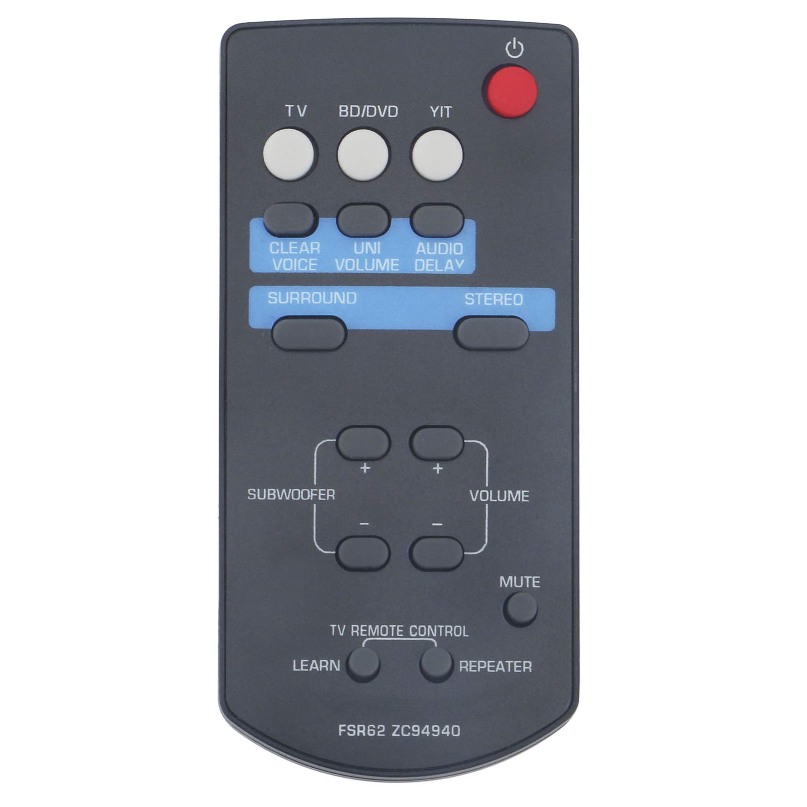 GOUYESHO Telecomando di ricambio FSR62 ZC94940 per Yamaha Soundbar YAS-201 YAS-201B1 YAS-CU201 YAS201 YAS201B1 YASCU201 FSR62-ZC94940 per telecomando Yamaha
