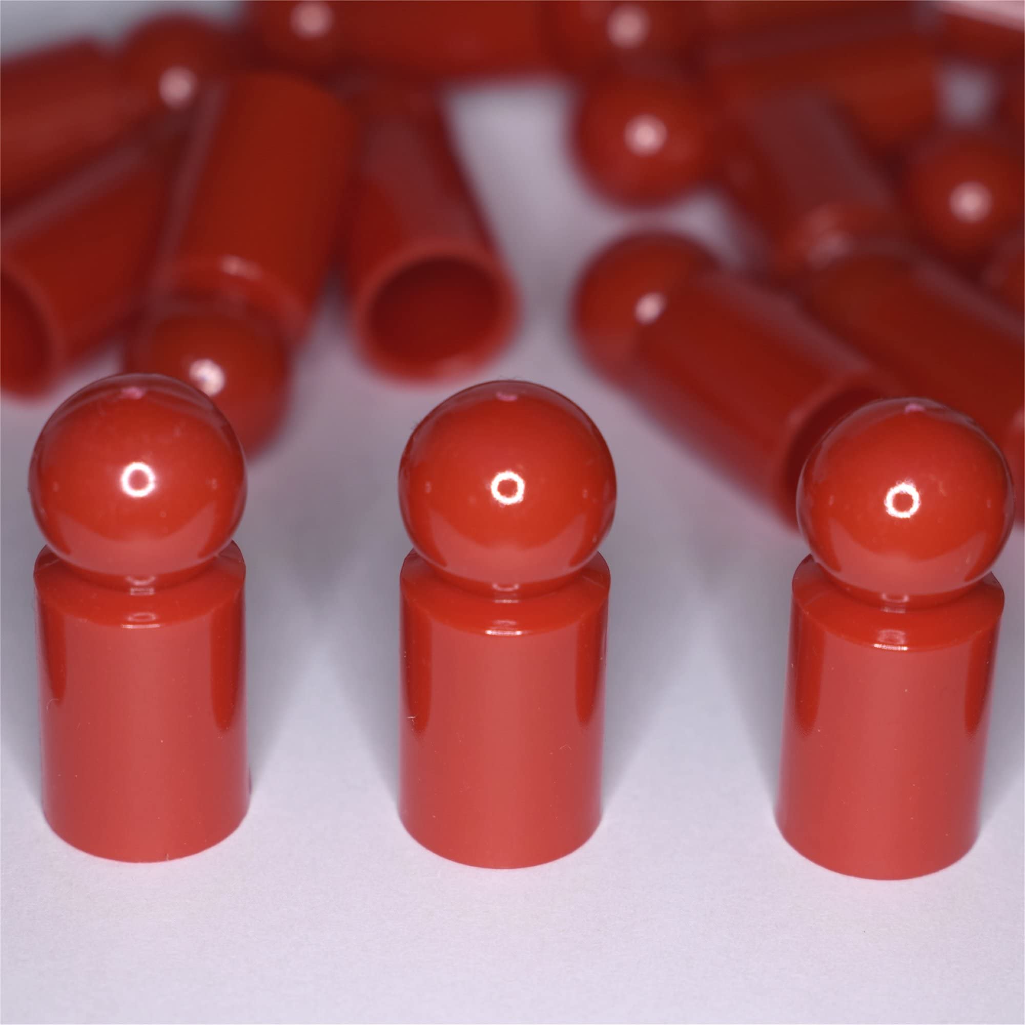 Ball Headed Pawns Games Pieces 30mm Pkt 25 (Red