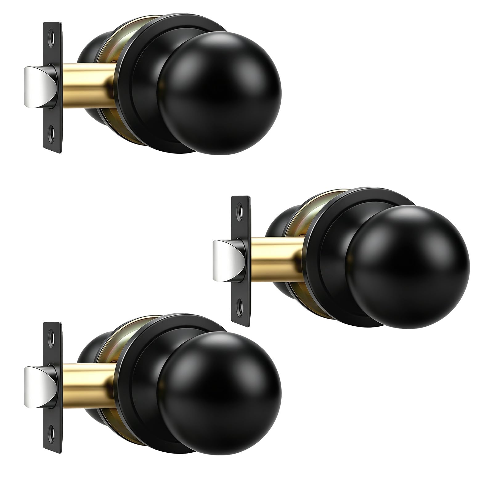Matte Black Keyed Entry Door Knobs - 2 Pack -26