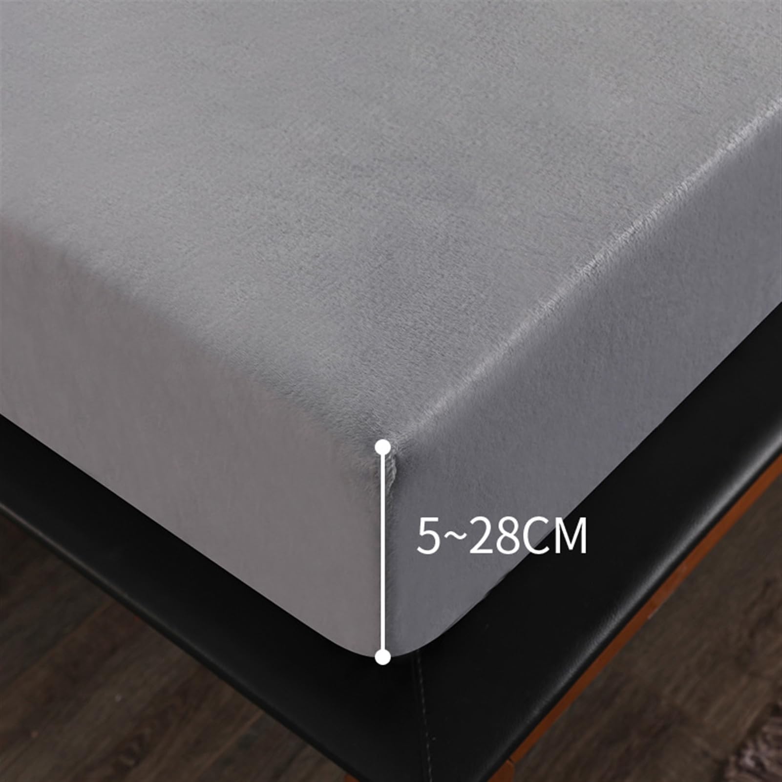 Sábana Bajera Ajustable de Franela 120 x 200 cm Suave Microfibra a Prueba de Polvo Elástica Lavable a Máquina para Colchón 28 cm de Altura, Gris Claro