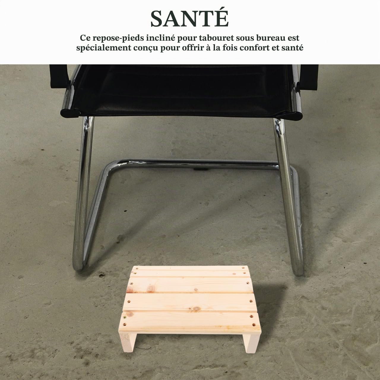 Angoily Repose-Pieds Bois Massif Incliné 30X21X11 Cm Confort Ergonomique Support Jambe pour Bureau Maison Salle De Bain
