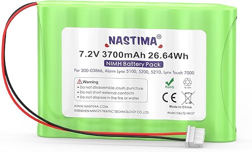 NASTIMA Batería de repuesto NIMH de 7.2V 3700mAh compatible con Honeywell Alarm Lynx 5100, 5200, 5210, Lynx Touch 7000, controlador lírico teclado