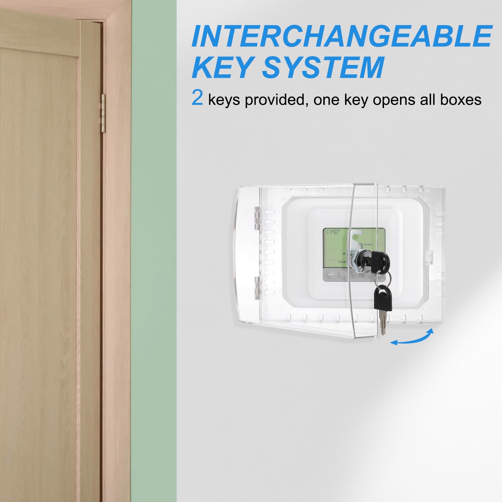 PATIKIL Thermostat Lock Box with Key, 2 Pack Universal Clear Thermostat Cover Guard with Lock Fits Thermostats 5" H x 6" W or Smaller - Image 4