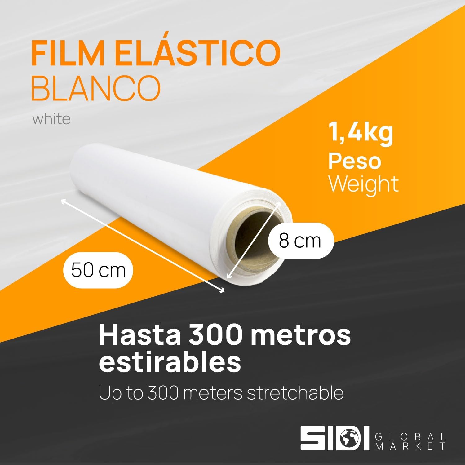 Sidi White 50cm x 300m Stretch Furniture Moving Boxes Plastic Cover Protector