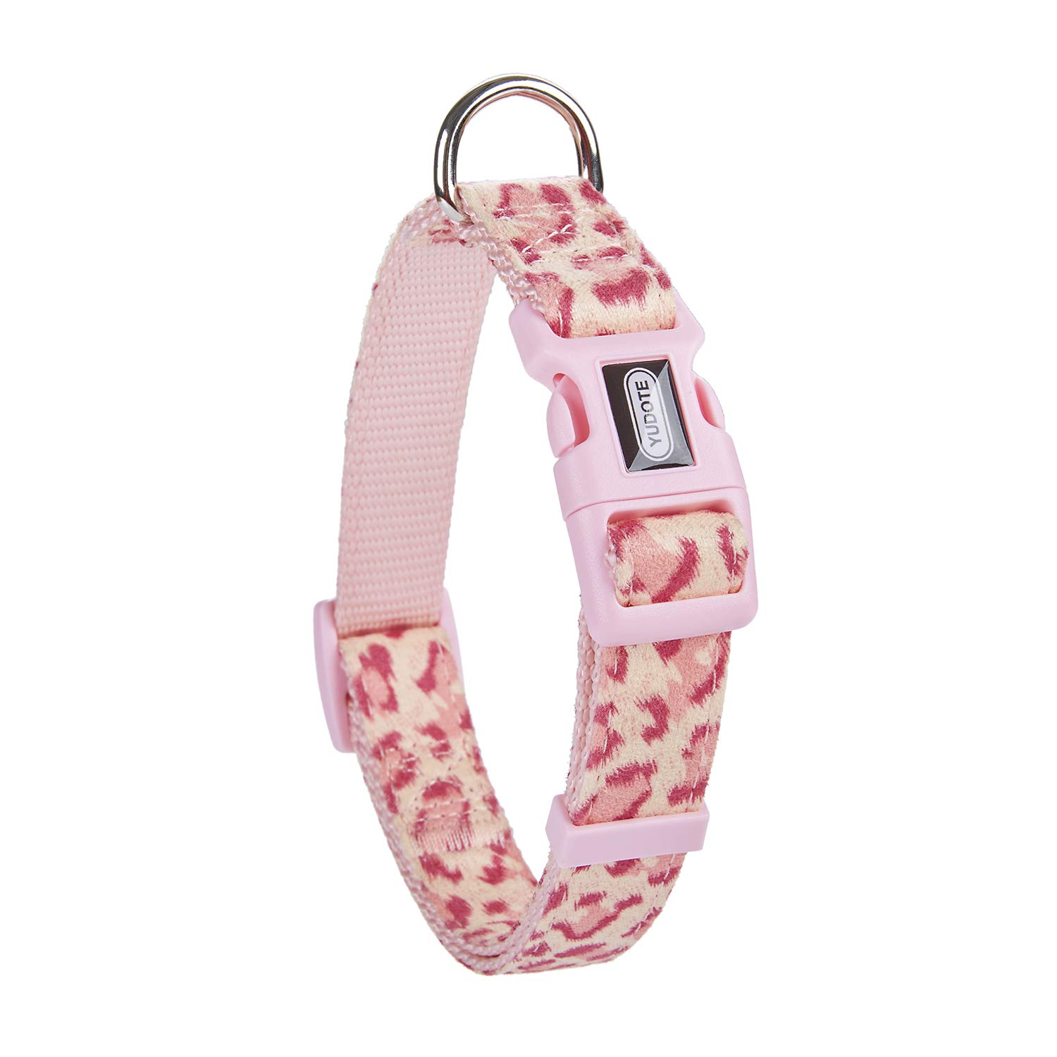 Rosa Leoparden-Hundehalsband Aus Beflocktem Stoff – Weich & Verstellbar Für Welpen Bis Große Hunde (25,4–38,1 Cm)