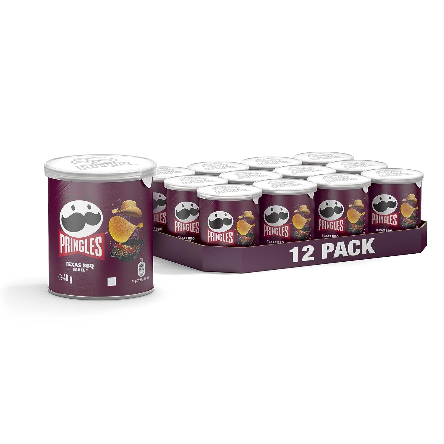 Pringles Texas BBQ Sauce Potato Chips, Barbecue, 480 g, Pack of 12