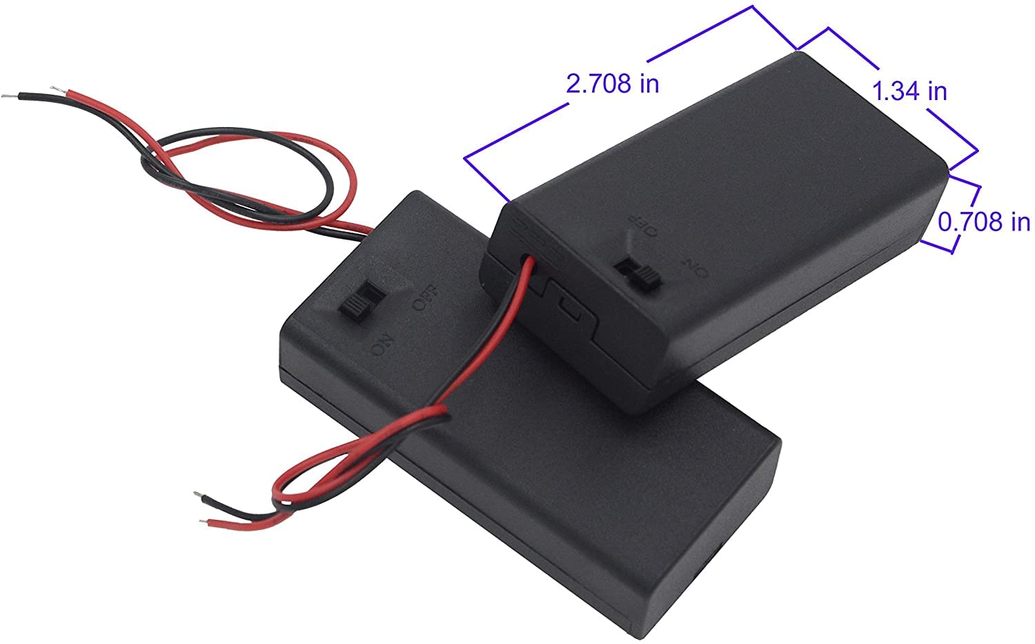 RUNCCI-YUN 10 Pezzi Portabatterie AA 2x 1.5V,Portabatterie Scatola Portabatterie in Plastica con Coperchio Della Custodia Cavo Interruttore ON/OFF + 10 Clip a Coccodrillo