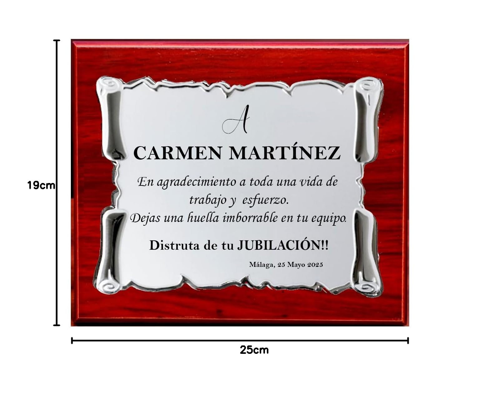 Placa Conmemorativa Personalizada con Foto o Logotipo – Grabado Láser a Medida – Placa Homenaje para Jubilación, Empresa o Agradecimiento – Incluye madera y Estuche (actual)