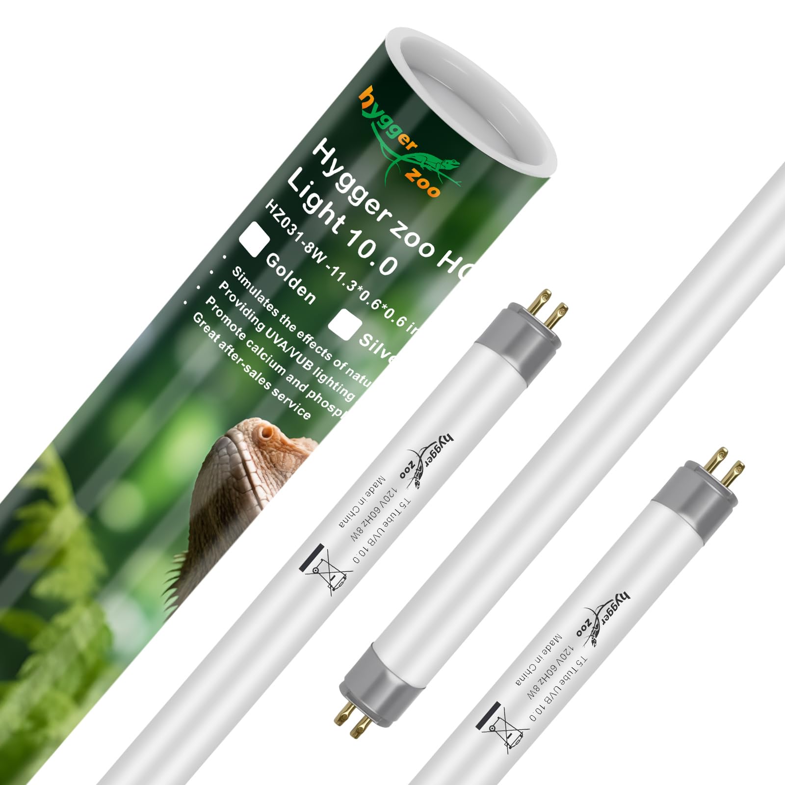 3-Pack UVB Reptile Light 10.0 Bulb 8W T5 Fluorescent Desert Lamp UVA for Bearded Dragon Tortoise Reptile &amp; Amphibian