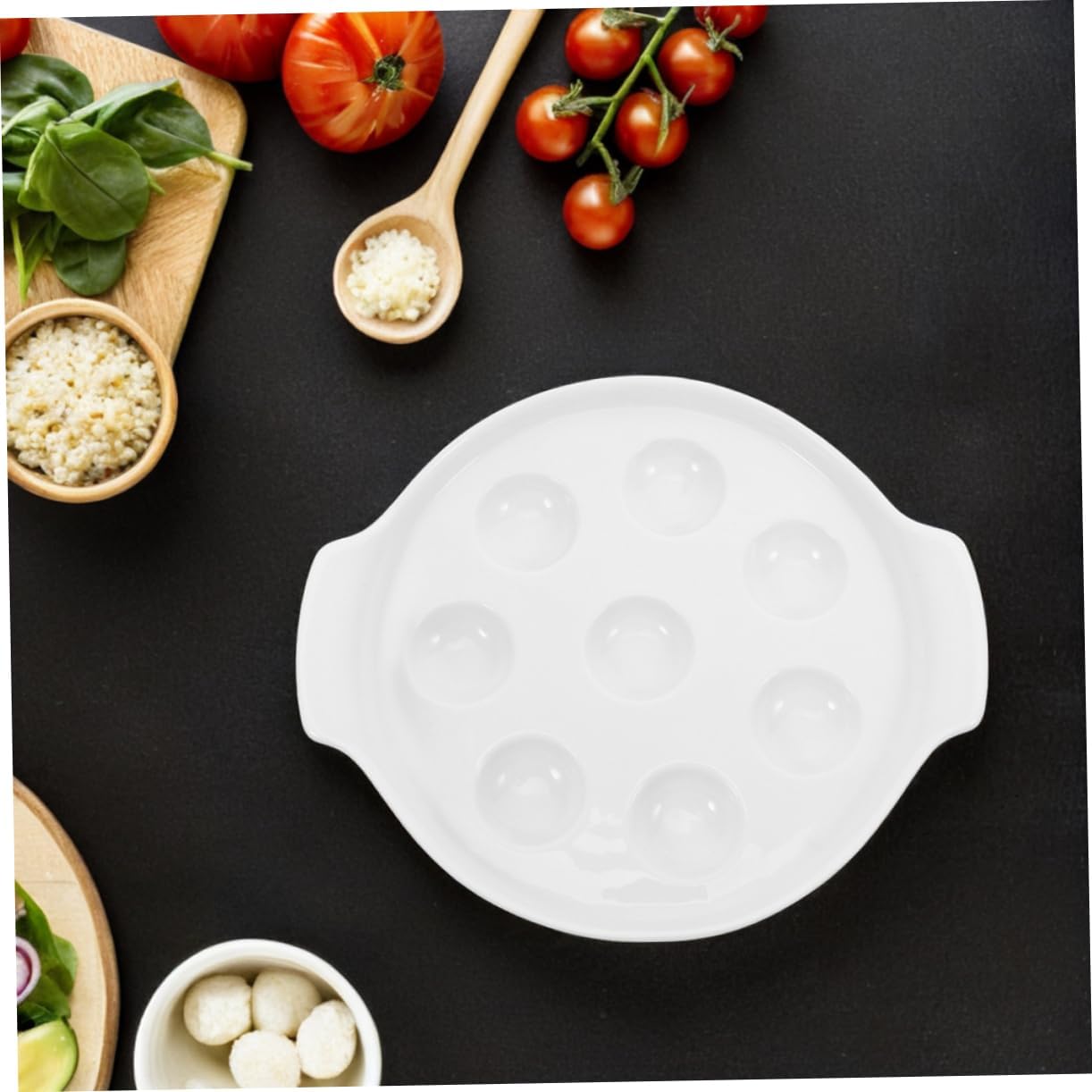 Cabilock 2pcs Oven Safe Snail Baking Dish Porcelain Escargot Plate Elegant Serving Platter for Seafood Mushroom