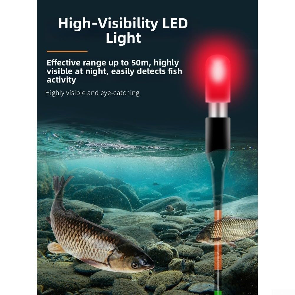 Luz LED flotante de pesca, paquete de 4 unidades para ultra brillante, visibilidad de 50 m, impermeable, brillo nocturno para pescadores (4 unidades de cuatro colores)