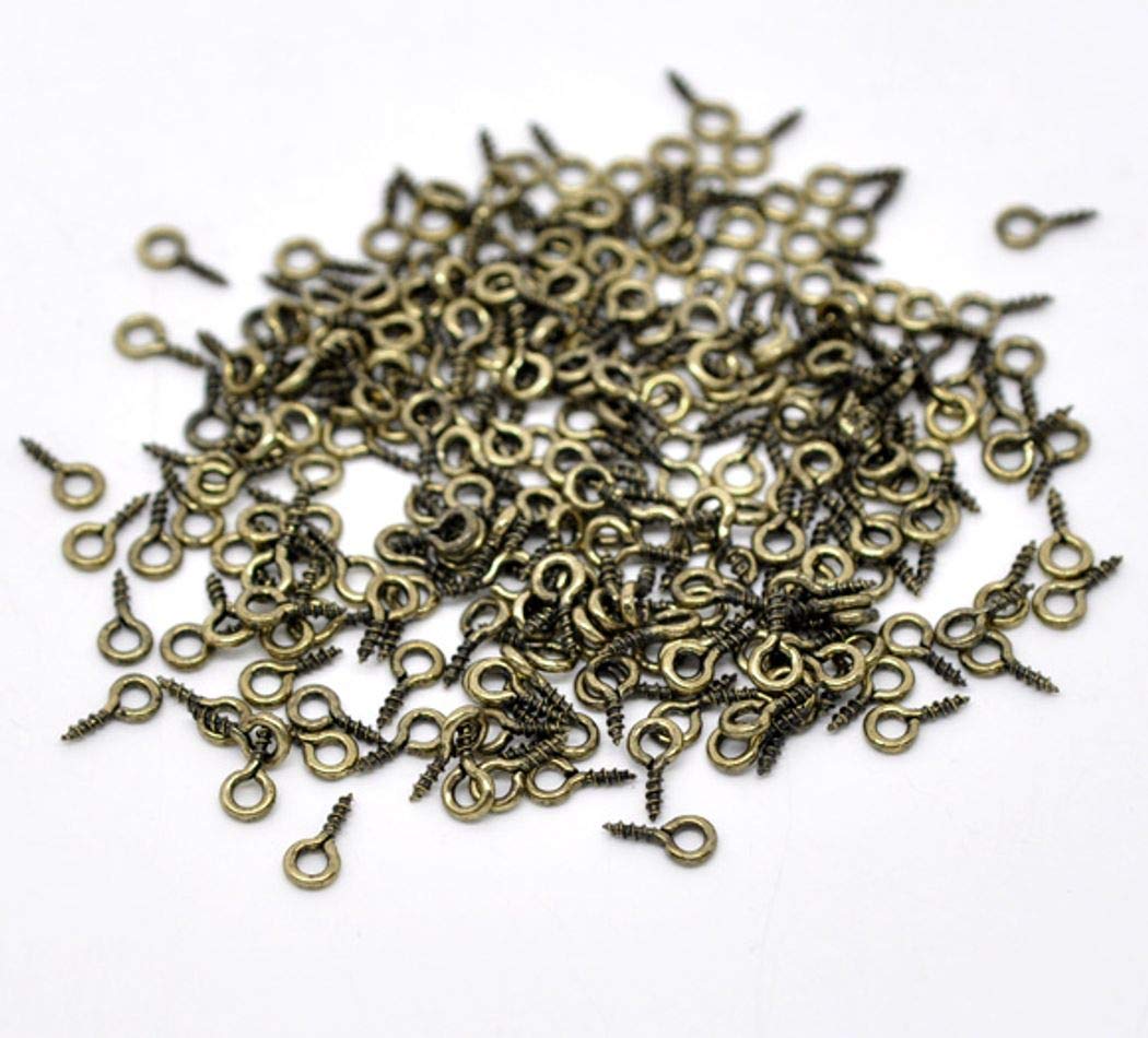 2000 x Bronze Tone Screw Eyes Pins 8mm x 4mm for Craft Jewellery Making Findings