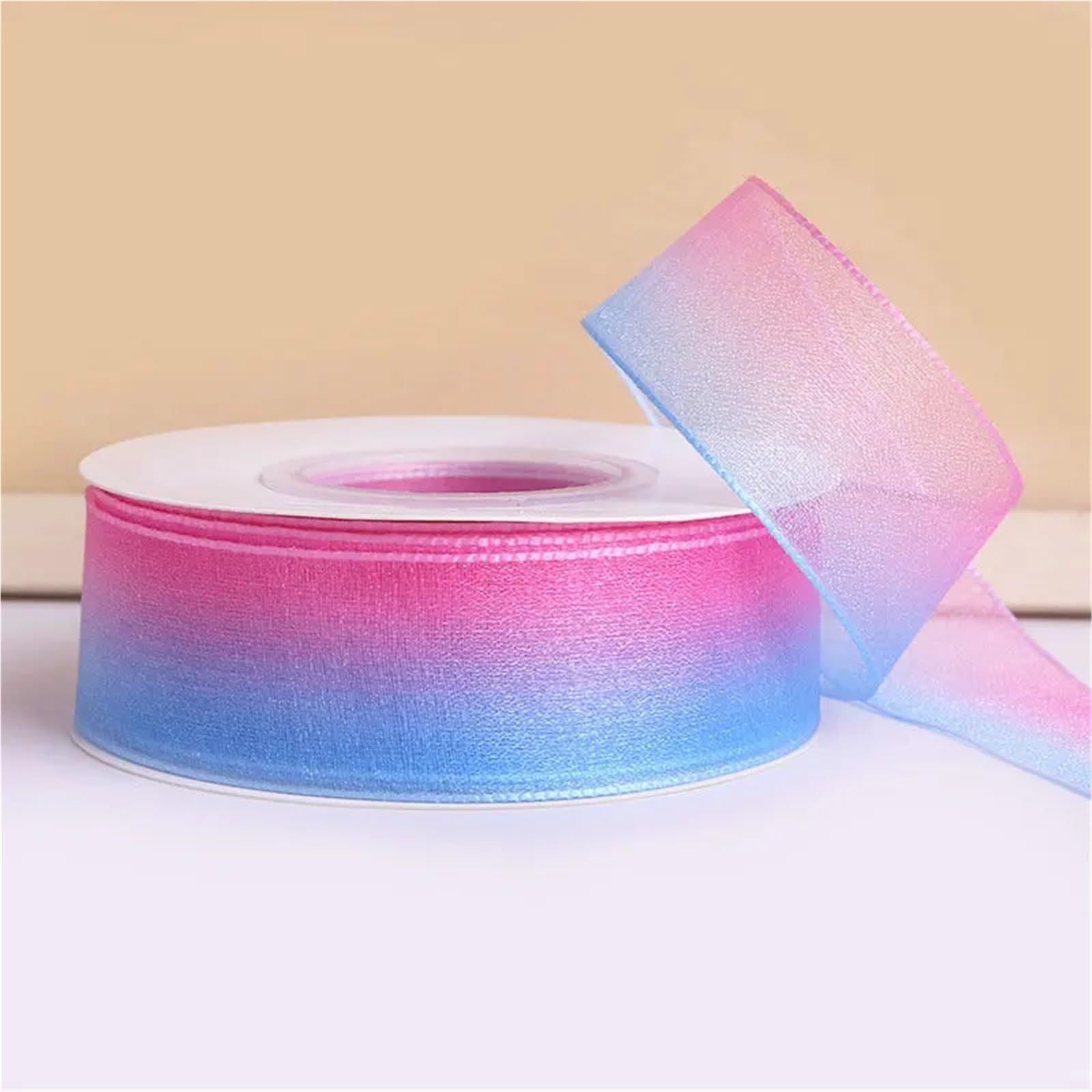 Schleifenband, Organza, Regenbogenfarben, 4,57 m/Rolle, Geschenkband, für Hochzeit, Weihnachten, Geschenkverpackung, Haarschleife, Material (Farbe 1,38 mm)