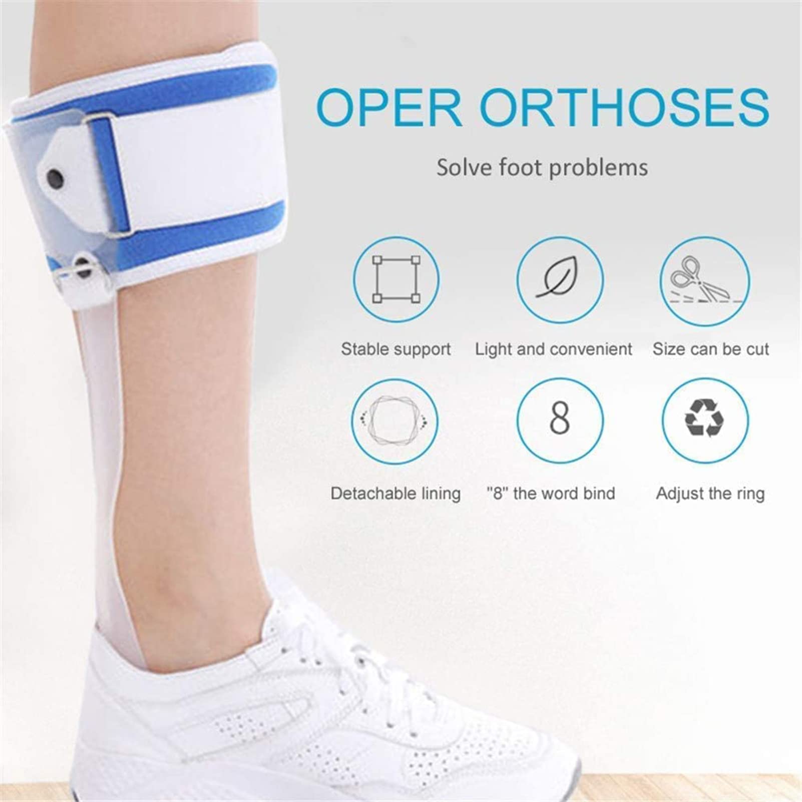 Férula de tobillo ajustable AFO para el pie, corrector de pies para dolor de artritis, fascitis plantar y espolón de talón, para aliviar el dolor y aliviar la presión, derecha-S
