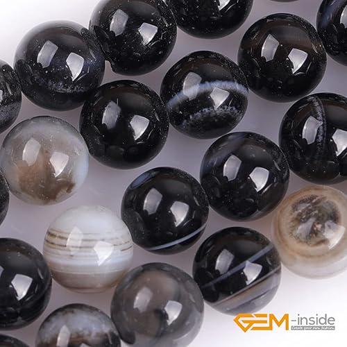 Miniatura 730 de GEM-Inside - Cuentas sueltas de piedra de lava negra natural de 0.315 in para hacer joyas, 15 pulgadas Cordierita de grado A