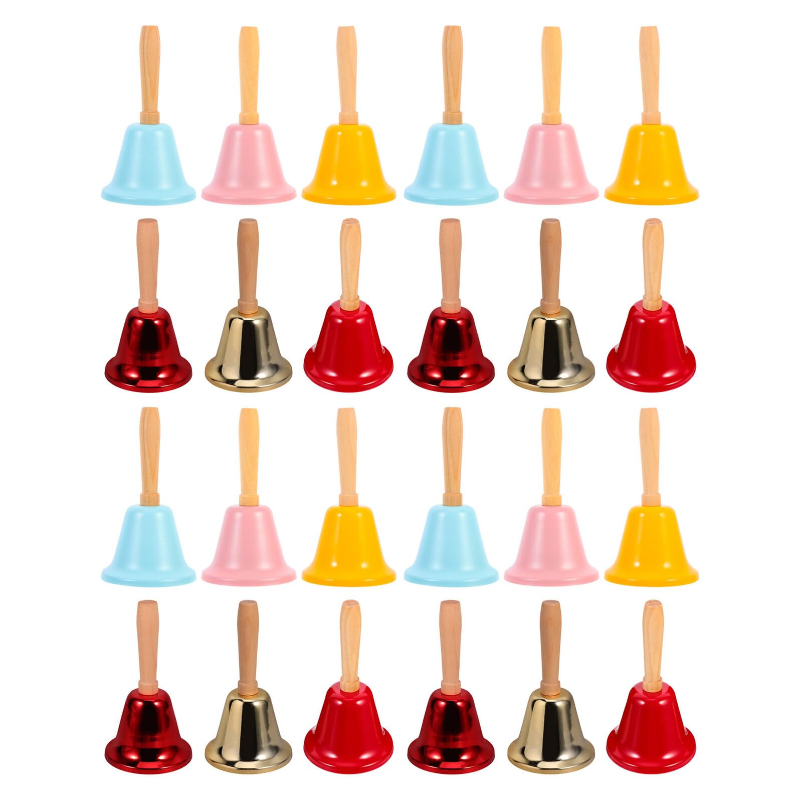 Toyvian Campanelli Natalizi a Mano Set 24 Pezzi con Manico in Legno Campanellini Colorati in Ferro per Feste Decorazioni Tavola e Uso Scolastico Campana Slitta Babbo Natale Portatile