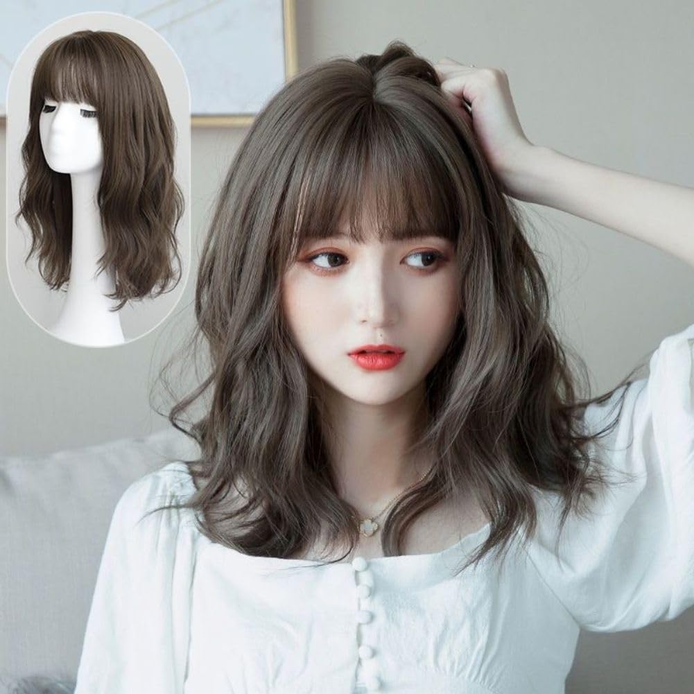 ❤ ラス1高品質　前面総手縫　全人毛 　パーマ　ウェーブ　ウイッグ45 茶系 ❤ ❤ ラス1高品質前面総手縫全人毛 パーマウェーブウイッグ45 茶系 ❤