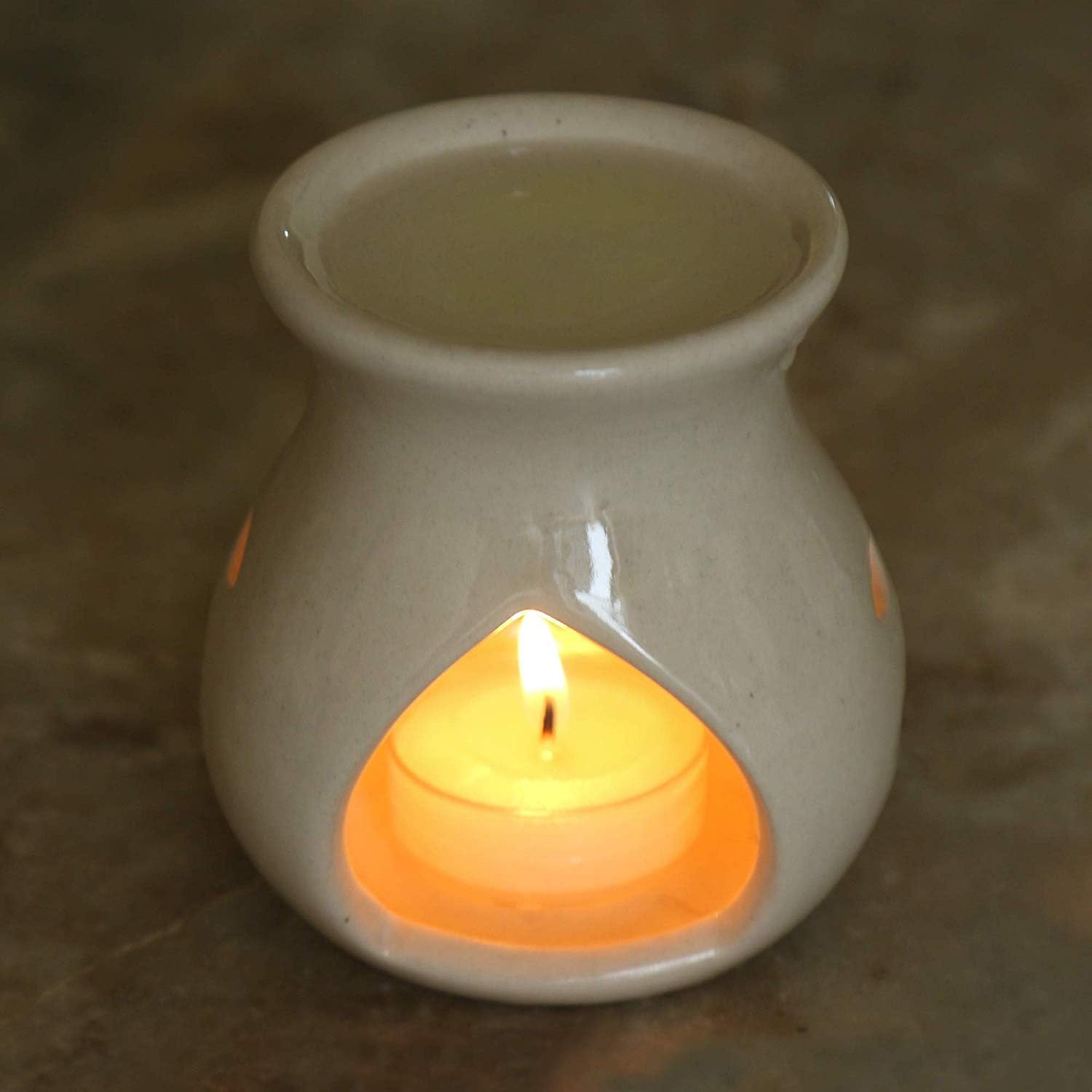 Pure Source India Ceramic Aroma Burner with Tealight, Pack of 1 (White) 3