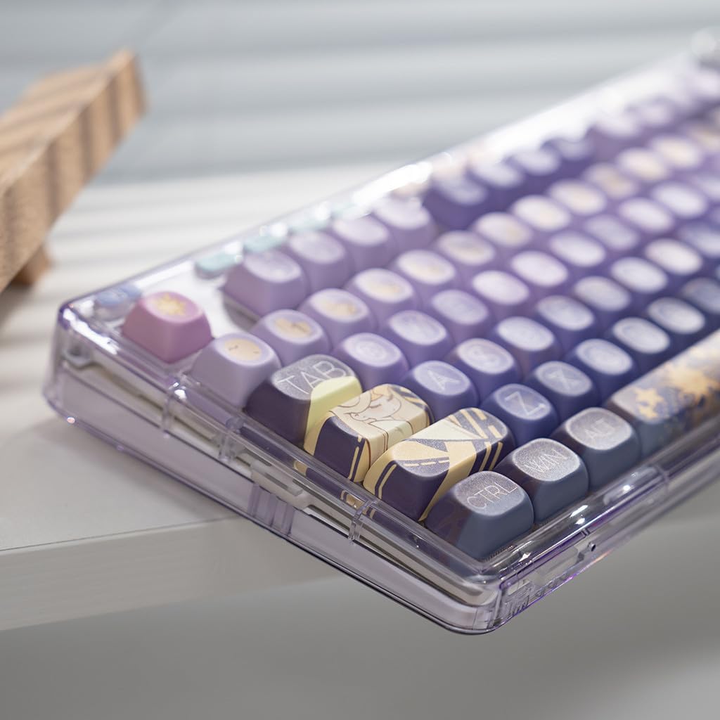 PBT Material Gradient Purple keycaps MOA XDA Profile Round keycaps Set di keycaps meccanici per tastiera compatibile con switch Cherry MX, Gateron, TTC e cloni (MOA-Starry River Dream)