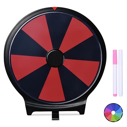 WinSpin 10" Double Sided Prize Wheel with Desktop Stand Dry Erase 10 Slots Spinning Wheel for Pub, Party, Home Game, Carnival and Holiday Activities