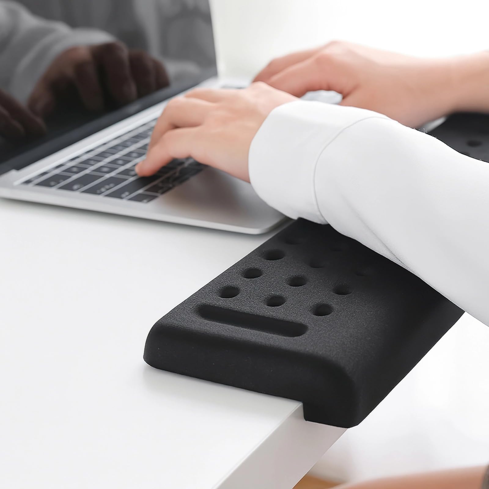 2 poggiapolsi ergonomici per tastiere, in memory foam, per il bordo del tavolo, poggiapolsi antiscivolo, rivestimento in tessuto, migliore postura, per ufficio e gaming