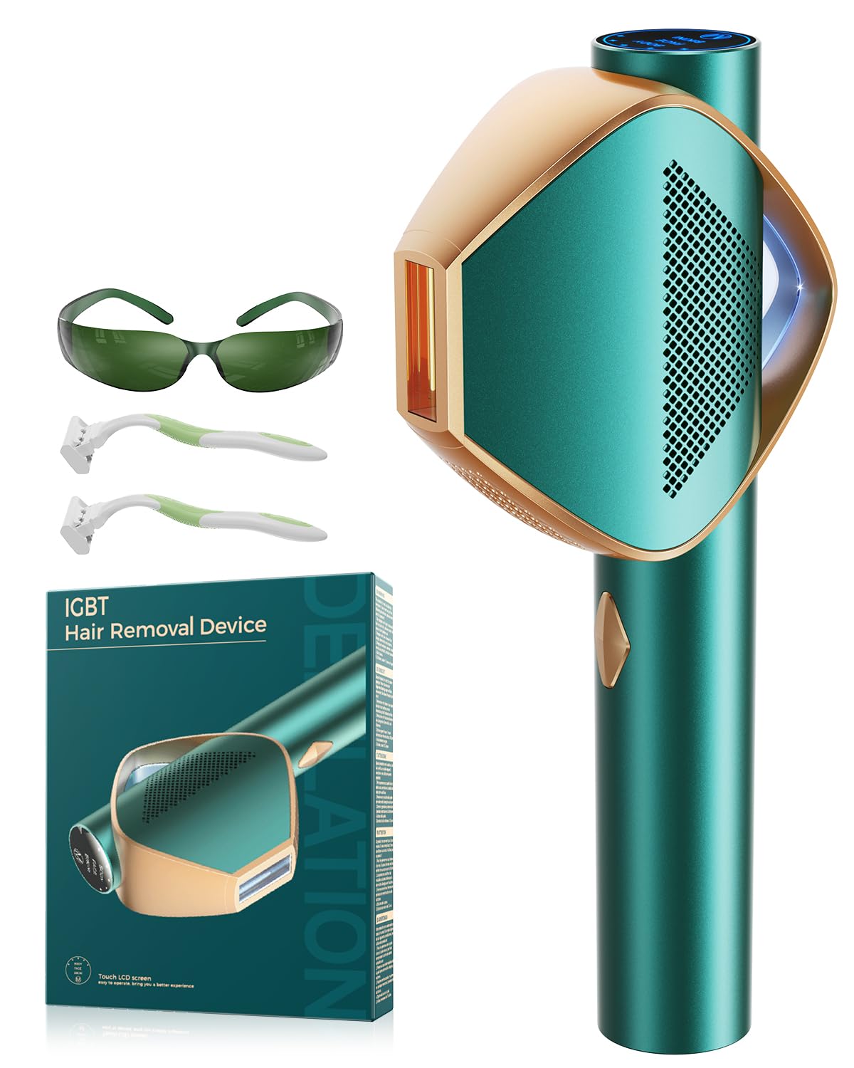 IPL - Depiladora de luz pulsada para mujer, depiladora láser con 0,8 s Ultra-Flash IGBT, 3 en 1, energía graduada, flash infinito, 600 NM depilación láser para mujeres, cara, cuerpo, depilación bikini