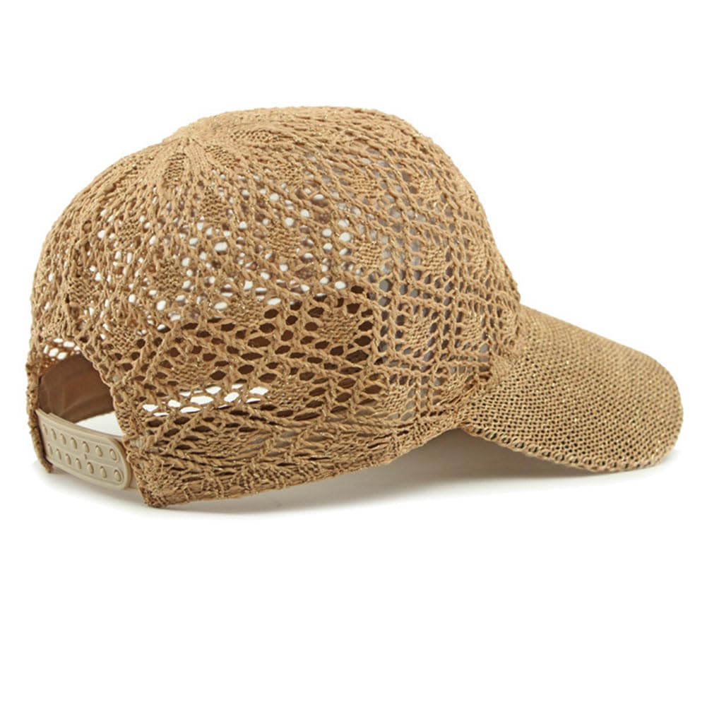 Gorra de Béisbol Mujer Verano Ajustable Baseball Cap Malla Transpirable Gorro Sombrero para el Sol Casuales Gorra de Playa Paja