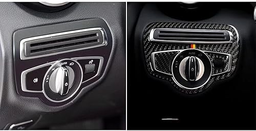 Miniatura 4 de Dire Para Mercedes-Benz C Clase E GLC W213 W205 X253 2015-2021 Piezas de automóvil de fibra de carbono Interruptor de faro de coche Adhesivo de