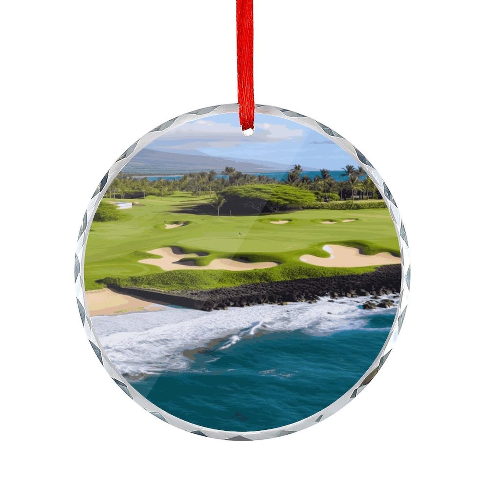 Btcowzrv Style Hawaii Beach Golf Course Round Ornament Hanging Pendant Decor