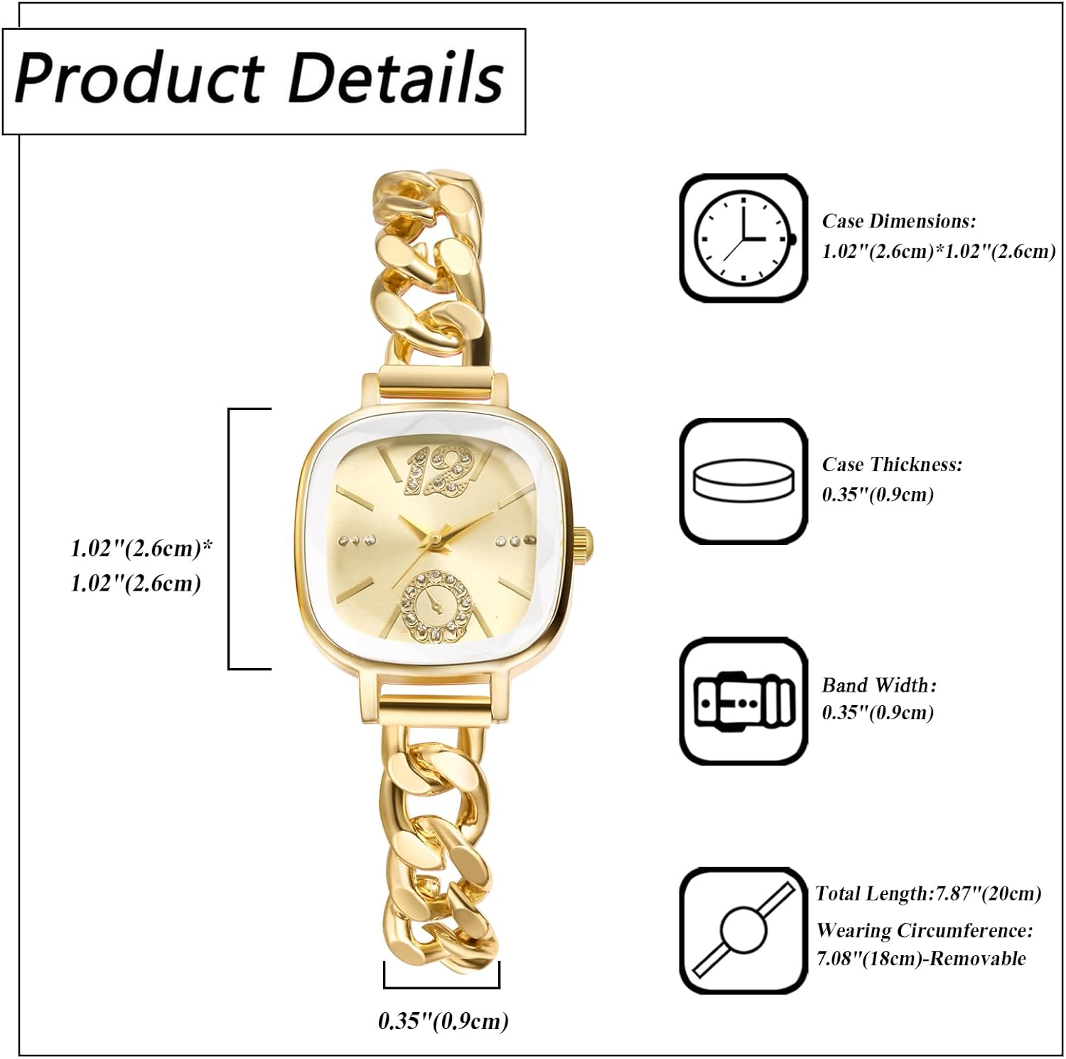 Avaner Women's Square Bracelet Watches: Analog Quartz Elegant Stainless Steel Wrist Watches for Women Ladies - Image 6