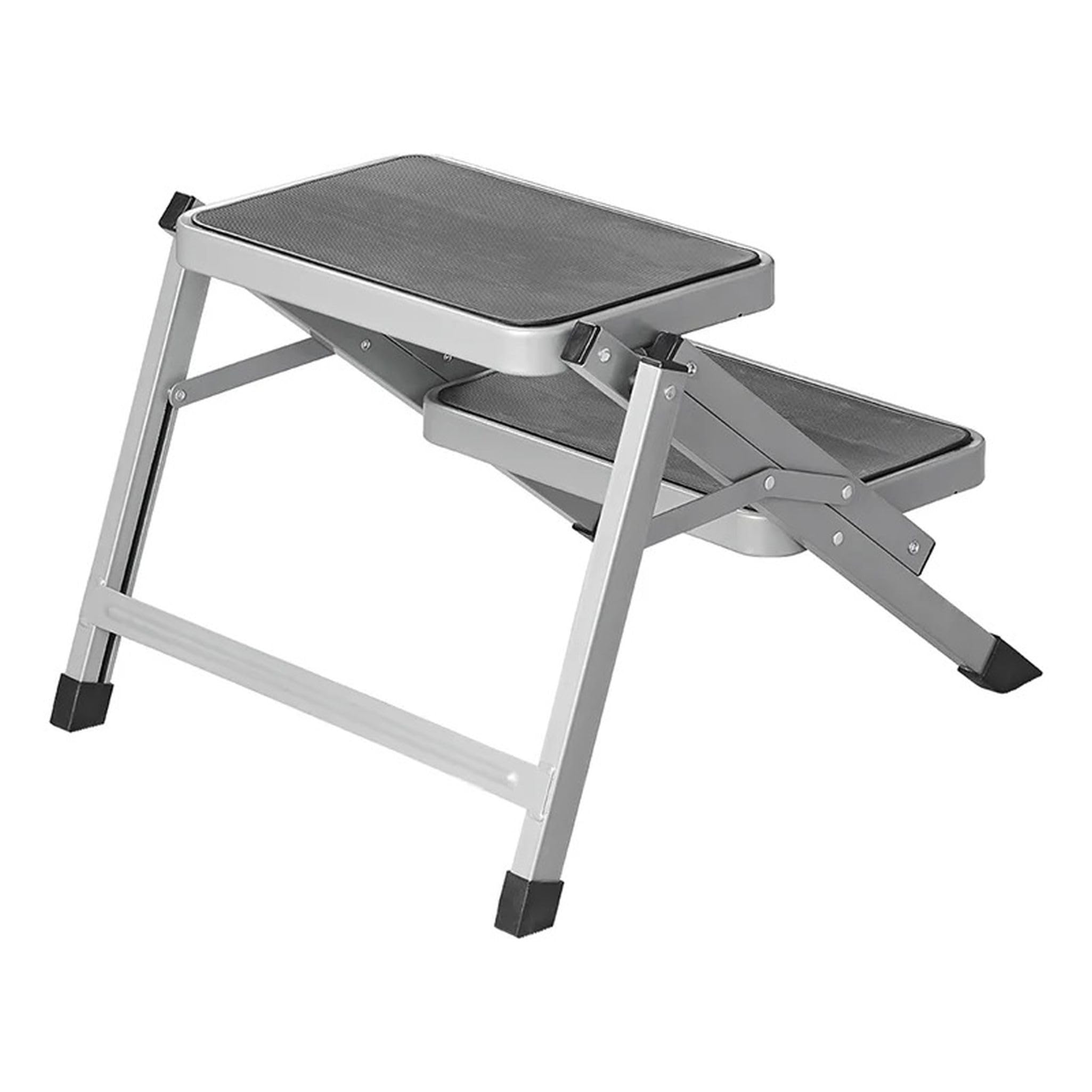 Doble peldaño plegable 59,5 x 49 x 39 cm con 2 peldaños antideslizantes 37,8 x 25,5 cm escalón plegable para autocaravana, camping, máx. 150 kg EN14183