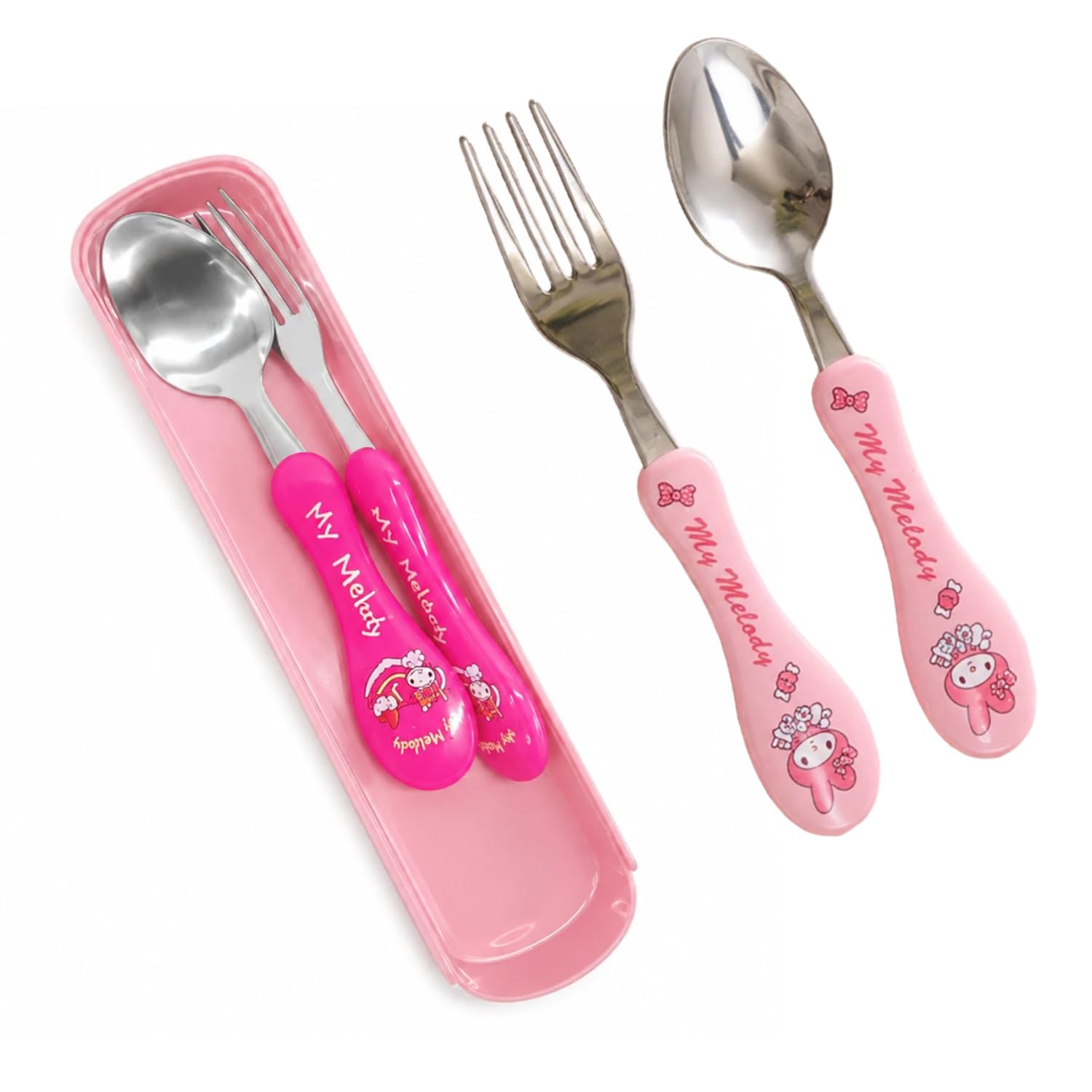 Kids Stainless Steel Spoon & Fork Set, 4-Piece Baby Cutlery Set, BPA-Free, Smooth Edges, Durable Tableware with Comfortable Grip for Toddlers, Boys & Girls (Combo 2 - MAJENTA & Pink)-image-46