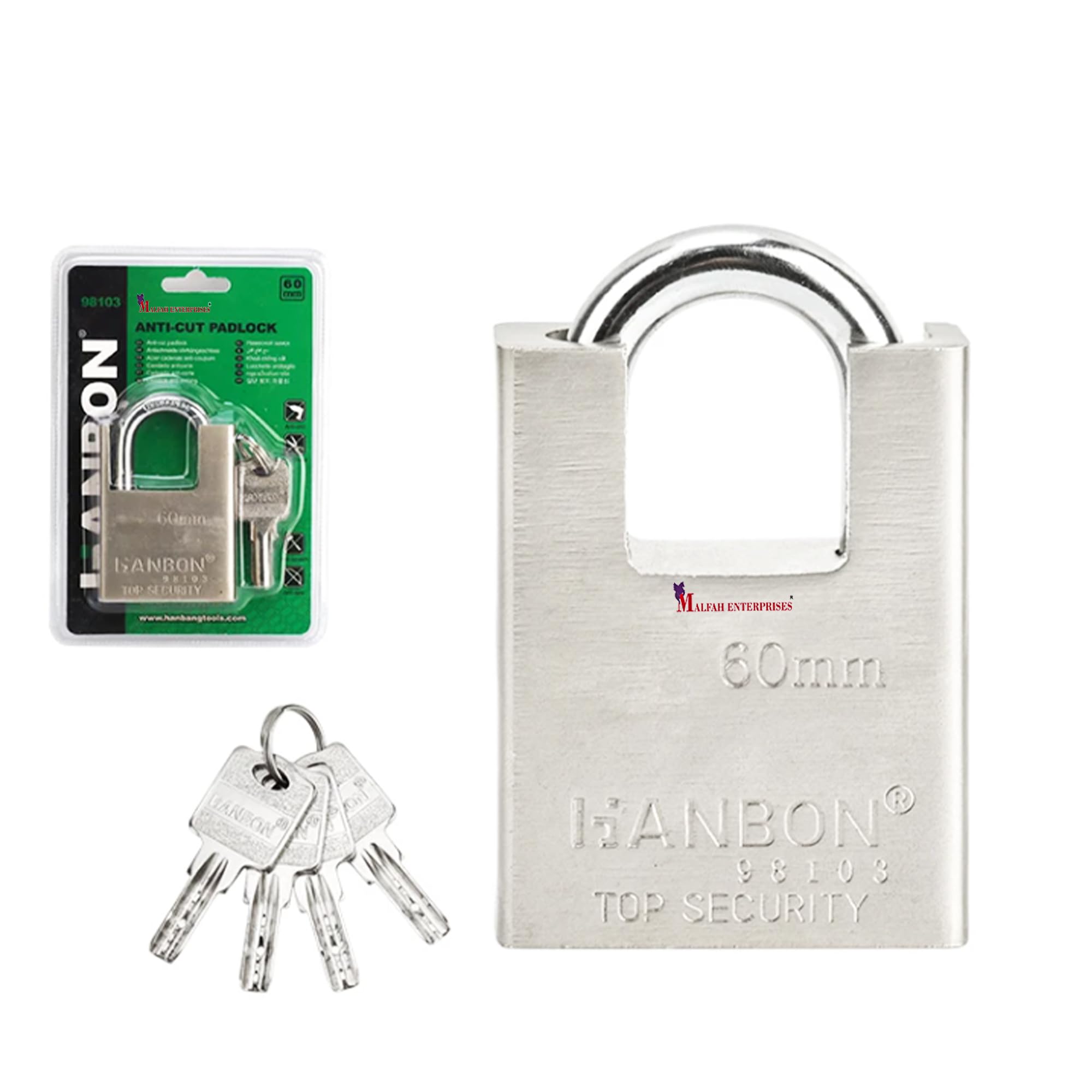 Malfah Enterprises Padlock 60mm for Main Door Gate Lock Tool Box, Shutters, Shops & Offices Corrosion Resistant Anti Cut 98103 Hanbon (B0CP2DQ5V8) Amazon Price History, Amazon Price Tracker
