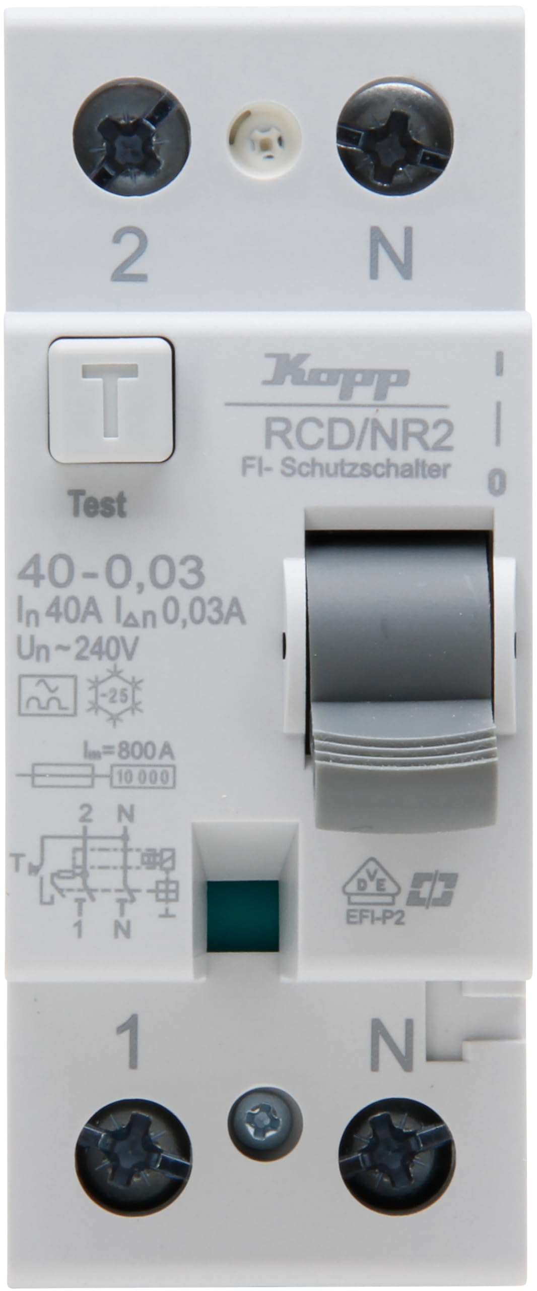 Kopp Fehlerstrom-Schutzschalter, RCD, 40 A, 30mA, 2-polig, 754028095