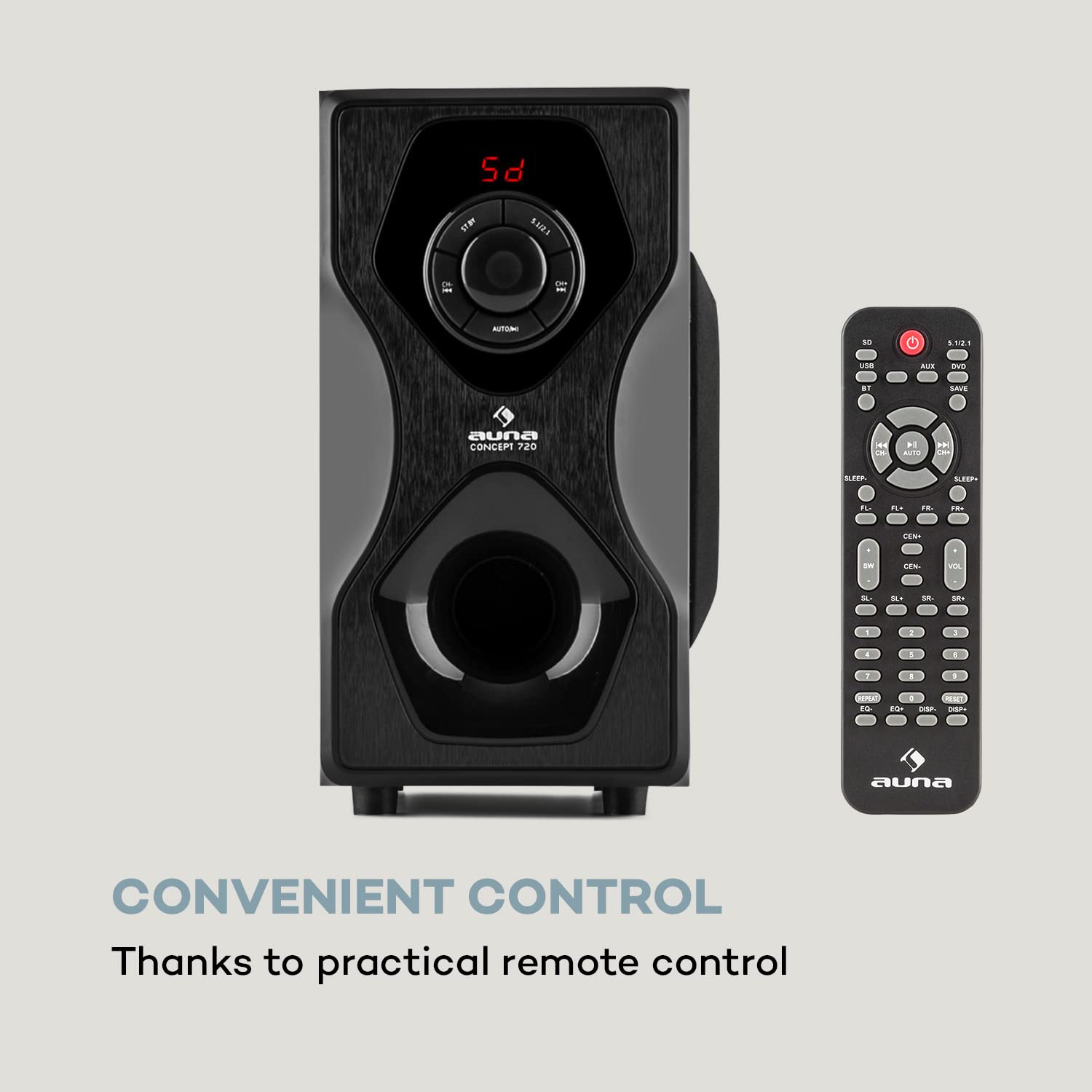 auna Concept 7205.1 Surround Sound System, OneSide Subwoofer, Home