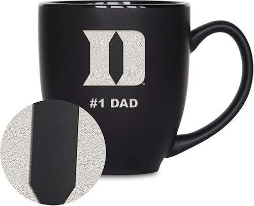 Miniatura 115 de Rico Industries NCAA #1 Dad - Taza bistró de cerámica negra mate grabada con láser, de 15 onzas, para bebidas calientes o frías Troyanos del Sur