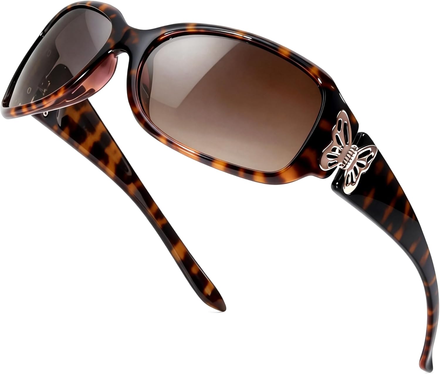 LVIOE Polarized Sunglasses for Women, Fashion Butterfly Decoration Driving Fishing-99.99% UV Protection